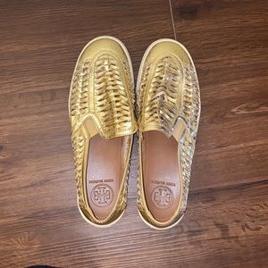gold tory burch shoes